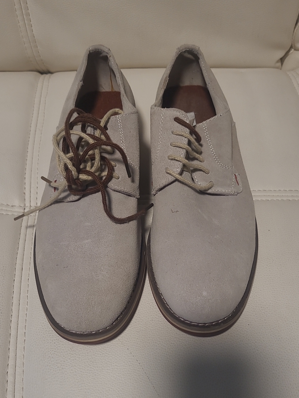 Steve Madden Light Gray Suede Derby Shoes